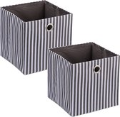 Panier de rangement Relaxdays - lot de 2 - boîte de rangement avec œillet - carré - pliable - rayé