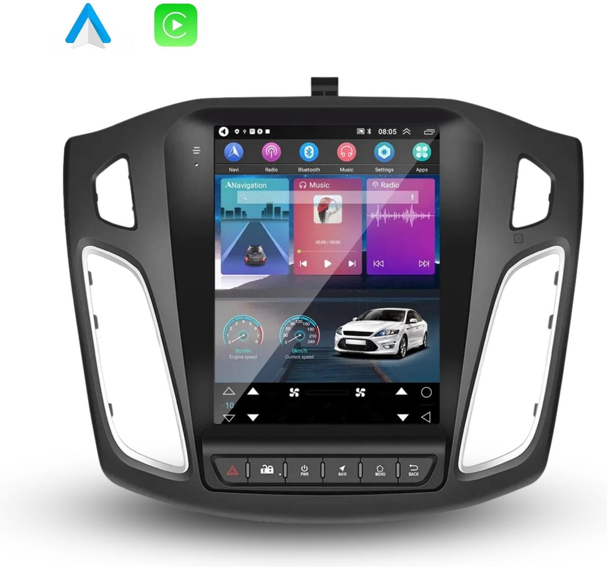 Autoradio Boscer® Ford Focus 2012 à 2018 - Apple Carplay & Android Auto  (Sans fil) 