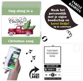 25 stuks gepersonaliseerde vierkante enkele ansichtkaarten kerstkaarten kerst auto 13.5CM - voorbedrukt voor verzenden - met eigen liedje Spotify muziek en eigen tekst boodschap naam - persoonlijke kaarten kerstmis versturen