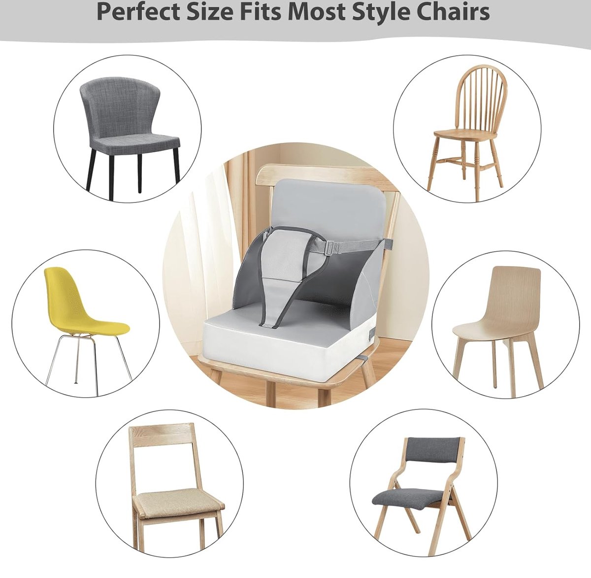 Rehausseur De Chaise Enfant HAWAKA - Coussin Portable Lavable Avec Double Ceinture De Sécurité (Noël)