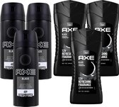 Axe Black Mix Package 3 x Spray pour le corps et 3 x Nettoyant pour le corps - Pack économique