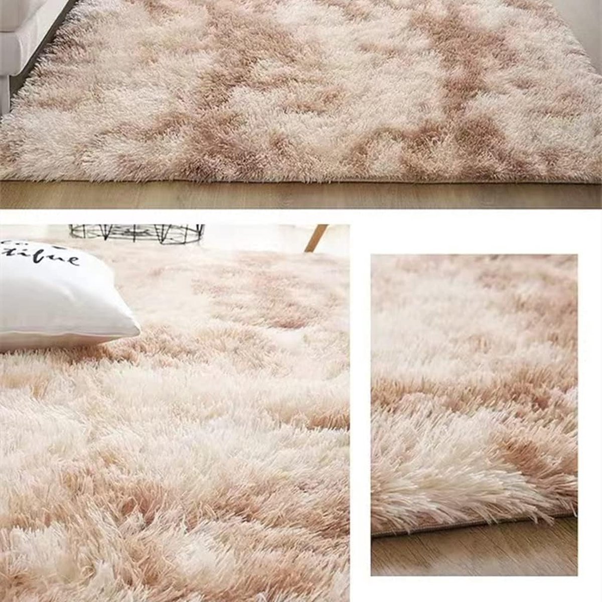 Tapiso Cuddle Tapis Shaggy Antidérapant Lavable Moderne Beige Uni Salon  Chambre Enfant Poils Longs Moelleux Epais OEKO-TEX 120 x 170 cm