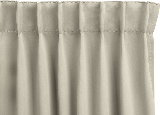LIFA LIVING Gordijn - Beige - Verduisterend & Geluidswerend - Gordijnen met Haken - 100% Polyester - 300 x 250 cm - 1 Stuk