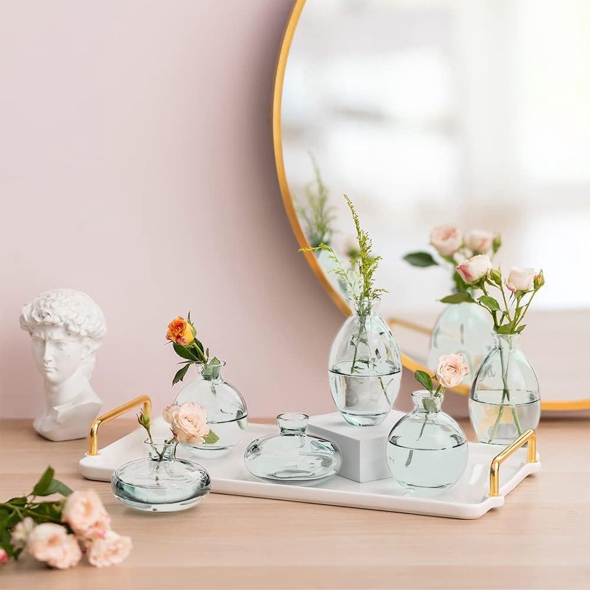 Hewory Glazen knopvazen voor bloemen: 3 cm (B) x 6 cm (H) Mini glazen vaas heldere kleine vazen voor tafeldecoratie - 5 stuks geassorteerde mini-vaas voor bruiloft middelpunt woonkamerdecoratie Hewory Glazen knopvazen voor bloemen: 3 cm (B) x 6 cm (H) Mini glazen vaas heldere kleine vazen voor tafeldecoratie - 5 stuks geassorteerde mini-vaas voor bruiloft middelpunt woonkamerdecoratie