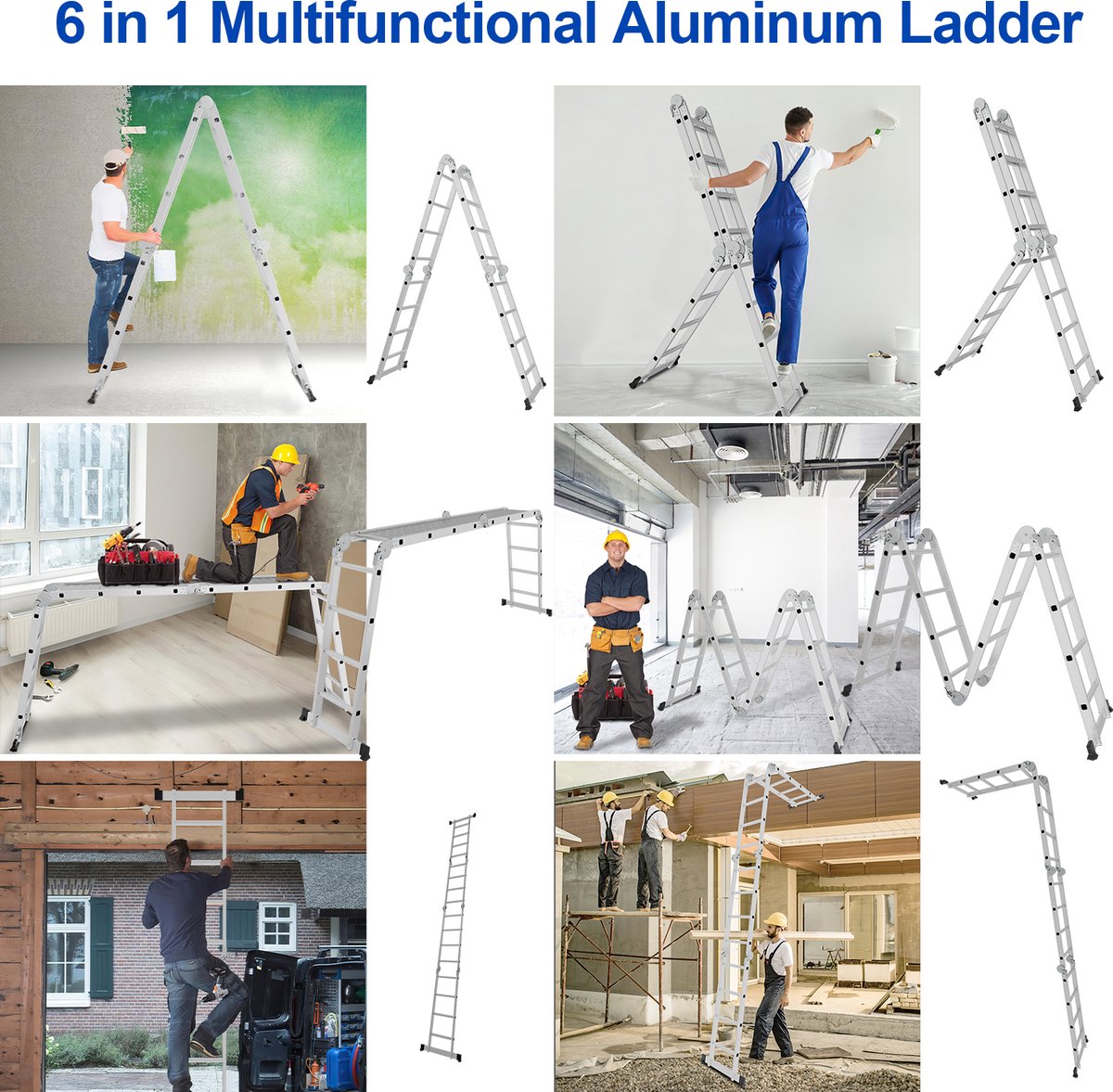 Vouwladder Multifunctionele ladder 4x5 Telescopische ladder Verlengladder Leunladder Aluminium ladder – foto 7