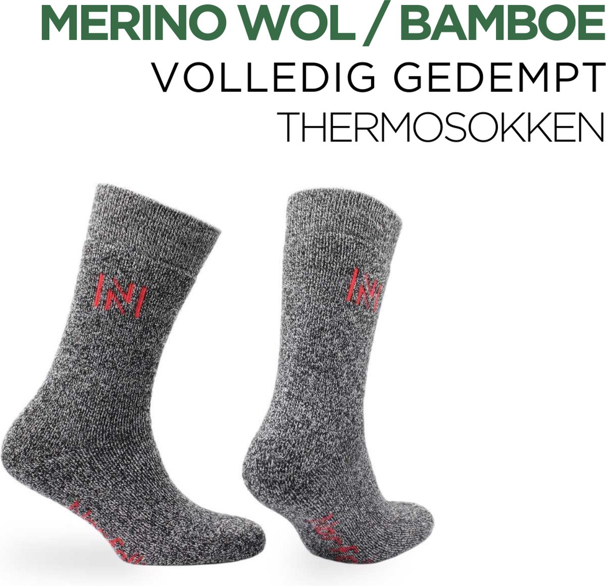 Norfolk - Wandelsokken - Merino wol en Bamboe Mix - Thermische Zacht en Warme Outdoorsokken - Merino wol sokken - Sokken Heren - Wollen Sokken - Zwart - 43-46 - Gabby