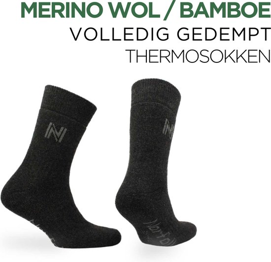 Norfolk - Wandelsokken - Merino wol en Bamboe Mix - Thermische Zacht en Warme Outdoorsokken - Merino wol sokken - Sokken Dames - Sokken Heren - Wollen Sokken - Donker Zwart - Maat 39-42 - Gabby