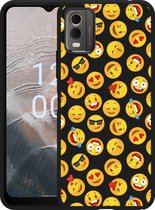 Cazy Hoesje Zwart geschikt voor Nokia C32 Emoji