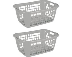 Sunware - Basic wasmand 65cm laag grijs - Set van 2