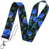 Nosy Two | Keycord Bloemenprint Blauw | Keycord Bloem Blauw | Lanyard Bloemenprint Blauw | Lanyard Flower Blauw