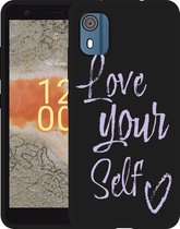 Cazy Hoesje Zwart geschikt voor Nokia C02 Love Yourself