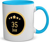 Akyol - 35 jaar koffiemok - theemok blauw - Hoera 35 jaar - iemand die 35 jaar is geworden of 35 jaar lang een relatie hebben of getrouwd zijn - verjaardagscadeau - verjaardag - cadeau - kado - geschenk - relatie - trouwdag - jubileum - 350 ML inhoud