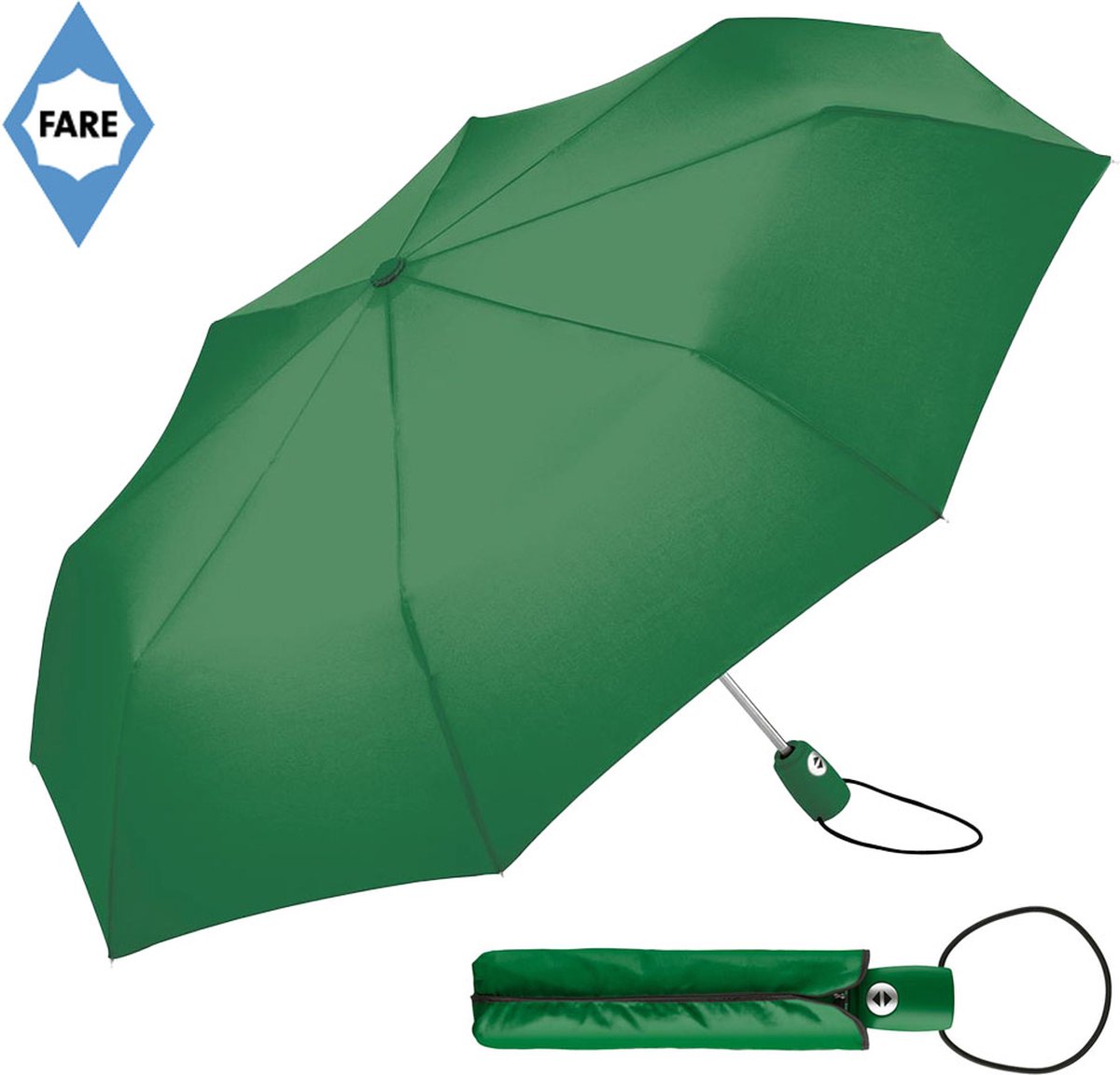 Fare Mini Paraplu - Ø97 cm - AOC - Automatisch openen en sluiten - Windproof - Polyester/Kunststof/Staal - Donkergroen