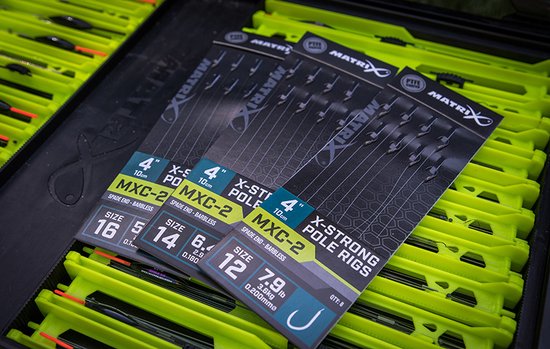Matrix Onderlijn MXC-2 X-Strong Pole Rigs 10cm Spade End-Barbless (8 pcs) - Maat : Haak 16 - 0.165mm van Matrix — afbeelding 4