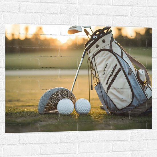 Muursticker - Golf - Golfbal - Sport - Hobby - Tas - Gras - 100x75 cm Foto op Muursticker