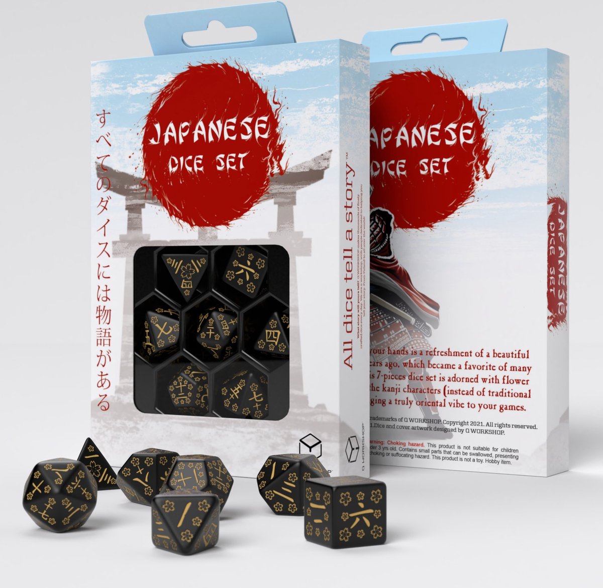 Q-Workshop Japanese Dice Set - Deep Night Firefly (7 stuks)