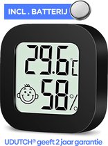 Hygrometer - Digitale Weerstation - Luchtvochtigheidsmeter - Thermometer Voor Binnen - Inclusief Batterij en plakstrip