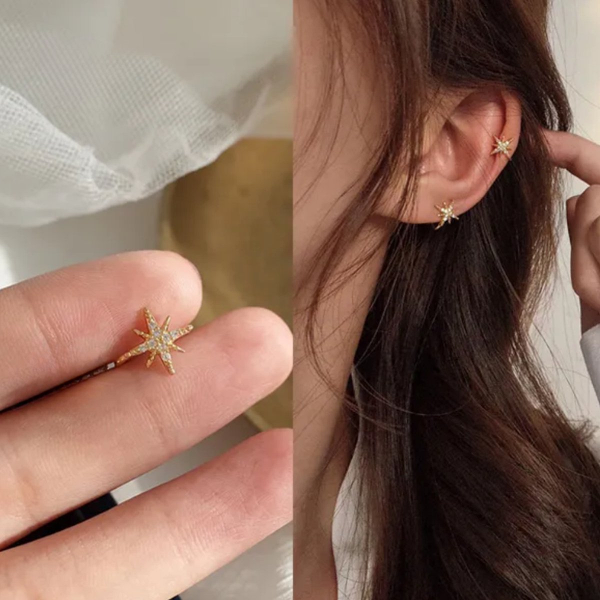 Moguri 6 stuks gouden piercingset, neusring, neusring, septum ring & helix piercings -fake goud