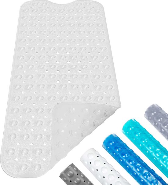 Badmat, tapis de douche, tapis antidérapant, antidérapant, lavable en machine, 100 x 40 cm, transparent