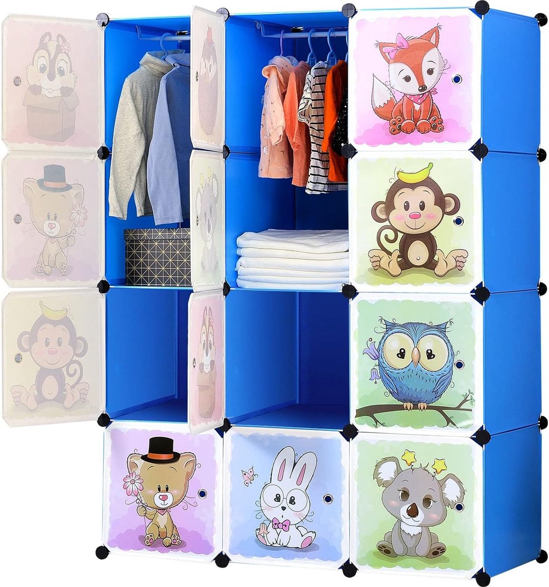 Uitbreidbare kindergarderobe, kast met deuren