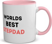 Akyol - worlds best stepdad koffiemok - theemok - roze - Papa - de beste stiefvader - vader cadeautjes - vaderdag - verjaardagscadeau - verjaardag - cadeau - geschenk - kado - gift - vader artikelen - 350 ML inhoud