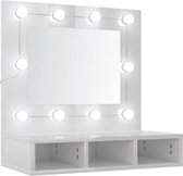 vidaXL - Spiegelkast - met - LED-verlichting - 60x31,5x62 - cm - hoogglans - wit