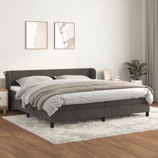 vidaXL-Boxspring-met-matras-fluweel-donkergrijs-200x200-cm