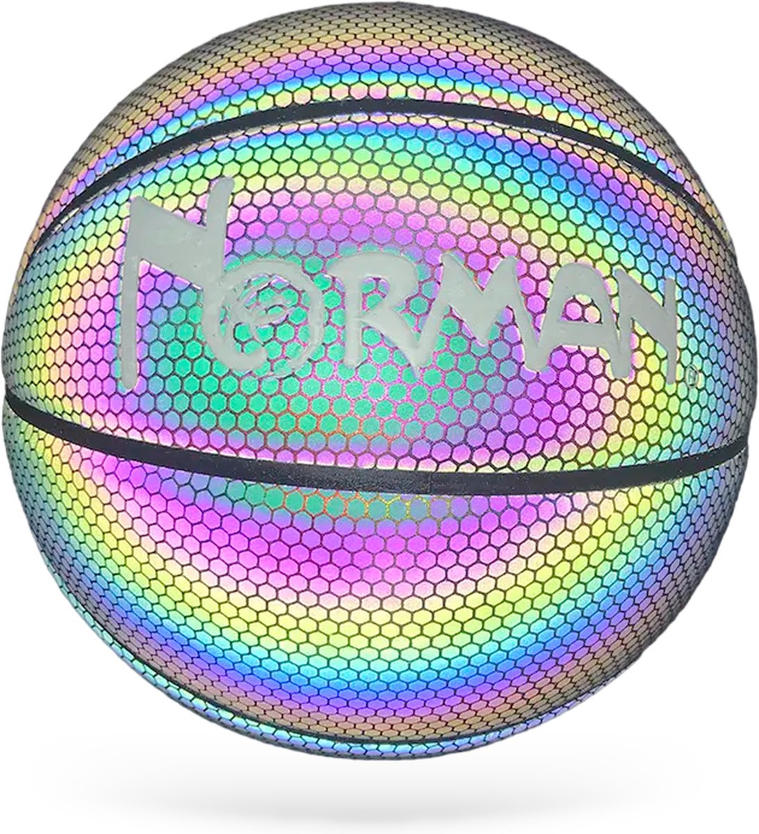 Norman - Lichtgevende Basketbal Maat 7: Ontdek Het Nieuwe Tijdperk Van Basketbalvaardigheden - Holografisch | Glow in the Dark | Kinderen en Volwassenen | Unisex |