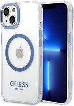 Guess Translucent Back Case (MagSafe Compatible) - Geschikt voor Apple iPhone 14 Plus (6.7") - Blauw