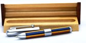 Elegante Houten en Aluminium Balpen FIRENZE met PARKER Vulling en Stijlvol Houten Pennendoosje - Verkrijgbaar in 4 Kleuren - Lengte Pen 10,5 cm