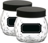 Pot de conservation/pot de conservation Mora - 4x - 1L - verre - noir - avec étiquettes
