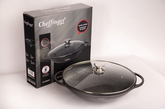 Cheffinger Wok inclusief deksel | 40cm | Alle Warmtebronnen