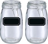 Weckpotten/inmaakpotten - 4x - 1.4L - glas - met beugelsluiting - incl. etiketten
