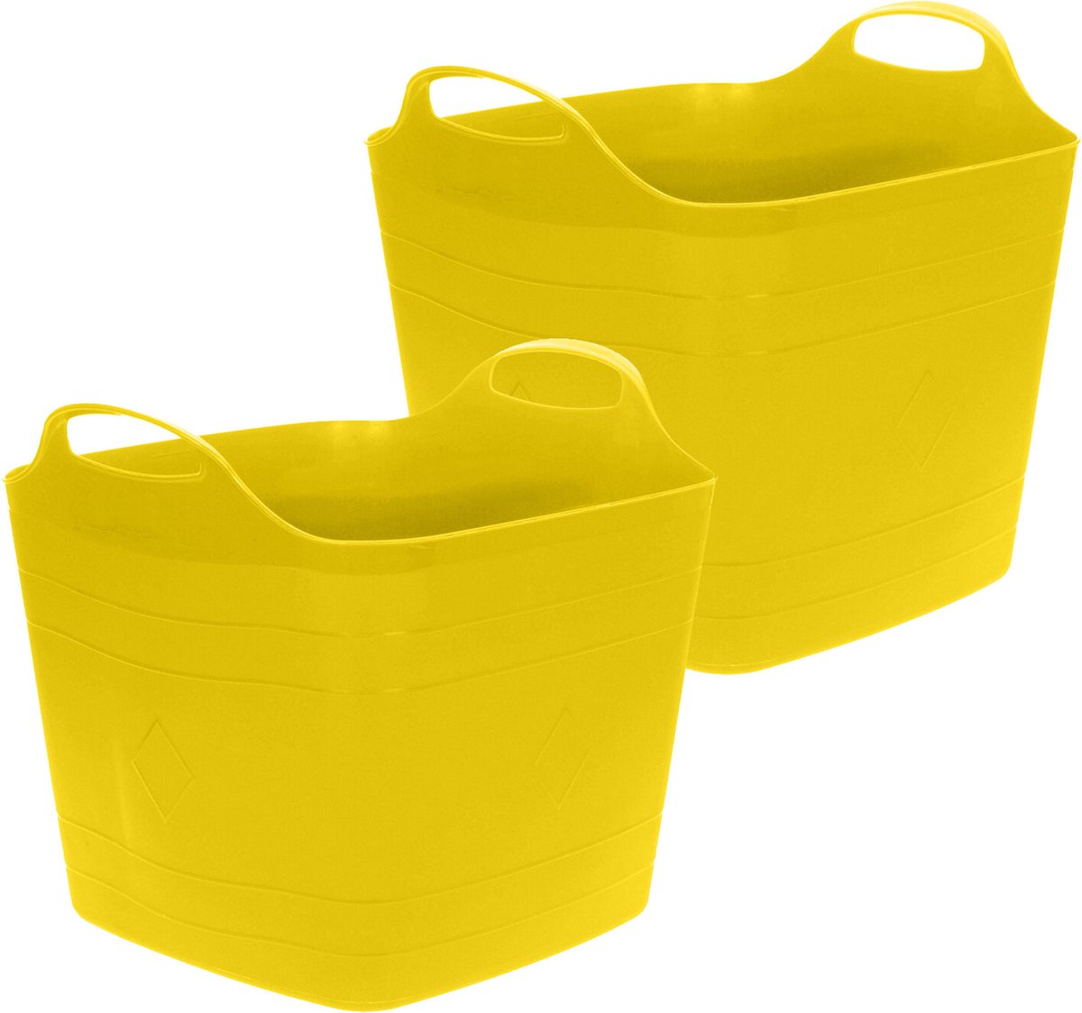 Goedkoopste Excellent Houseware Flexibele emmer - 2x - geel - 15 liter - kunststof - vierkant - 30 x 29 cm
