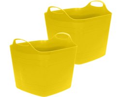 Excellent Houseware Flexibele emmer - 2x - geel - 15 liter - kunststof - vierkant - 30 x 29 cm