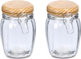 Zeller Voorraadpotten/bewaarpotten - 2x - 820 ml - glas - met beugelsluiting - D11 x H16 cm