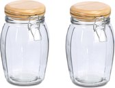 Zeller Voorraadpotten/bewaarpotten - 2x - 1.2L - glas - met beugelsluiting - D12 x H19 cm