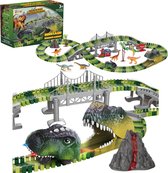XL Dinosaurus Racebaan met auto - 183-Delig, Elektrische Dino Karts auto met LED, Uitbreidbaar & Flexibel Ontwerp met accesoires / bouwset 3 jaar 4 jaar dinosaurus speelgoed cadeau