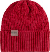 Knit Factory Sally Gebreide Muts Heren & Dames - Beanie hat - Bright Red - Grofgebreid - Warme rode Wintermuts - Unisex - One Size