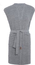 Knit Factory Luna Gebreide Gilet - Gebreid vest zonder mouwen - Mouwloos dames vest - Mouwloze grijze cardigan - Licht Grijs - 40/42