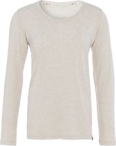 Knit Factory Lily Shirt - Dames shirt met ronde hals - T-shirt met lange mouwen - Shirt voor het voorjaar en de zomer - Superzacht - Shirt gemaakt van 96% viscose & 4% elastaan - Beige - M