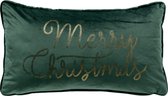 MERRY CHRISTMAS - Housse de coussin 30x50 cm - Vert - Décoration de Noël - Velours