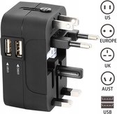 Handige Reisadapter met Dual-USB - Geschikt voor Europa, VK, Australië en de VS