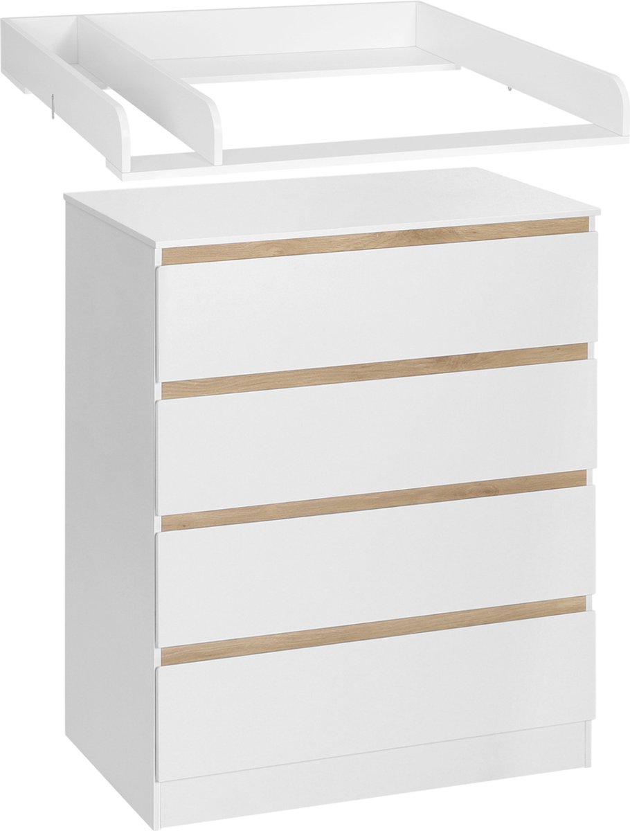 Happyment Commode Kast Diva - Baby - Ladekast - Verzorgingstafel babykamer - Aankleedtafel - Verschoontafel - Wit – foto 6