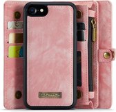 CaseMe 008 2-in-1 Book Case & Back Cover met Portemonnee - Geschikt voor iPhone SE (2022/2020), iPhone 8 / 7 Hoesje - Pink