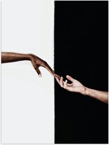 Poster (Mat) - Handen - Aanraking - Zwart - Wit - 30x40 cm Foto op Posterpapier met een Matte look