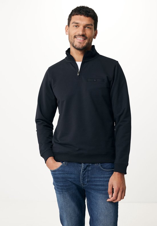 1/2 Zip Sweater With Pocket Mannen - Zwart - Maat XL