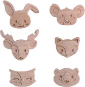 Coffelli deurknopjes of ladeknopjes met bosdieren - Set van 6 voor kinderkamer of babykamer