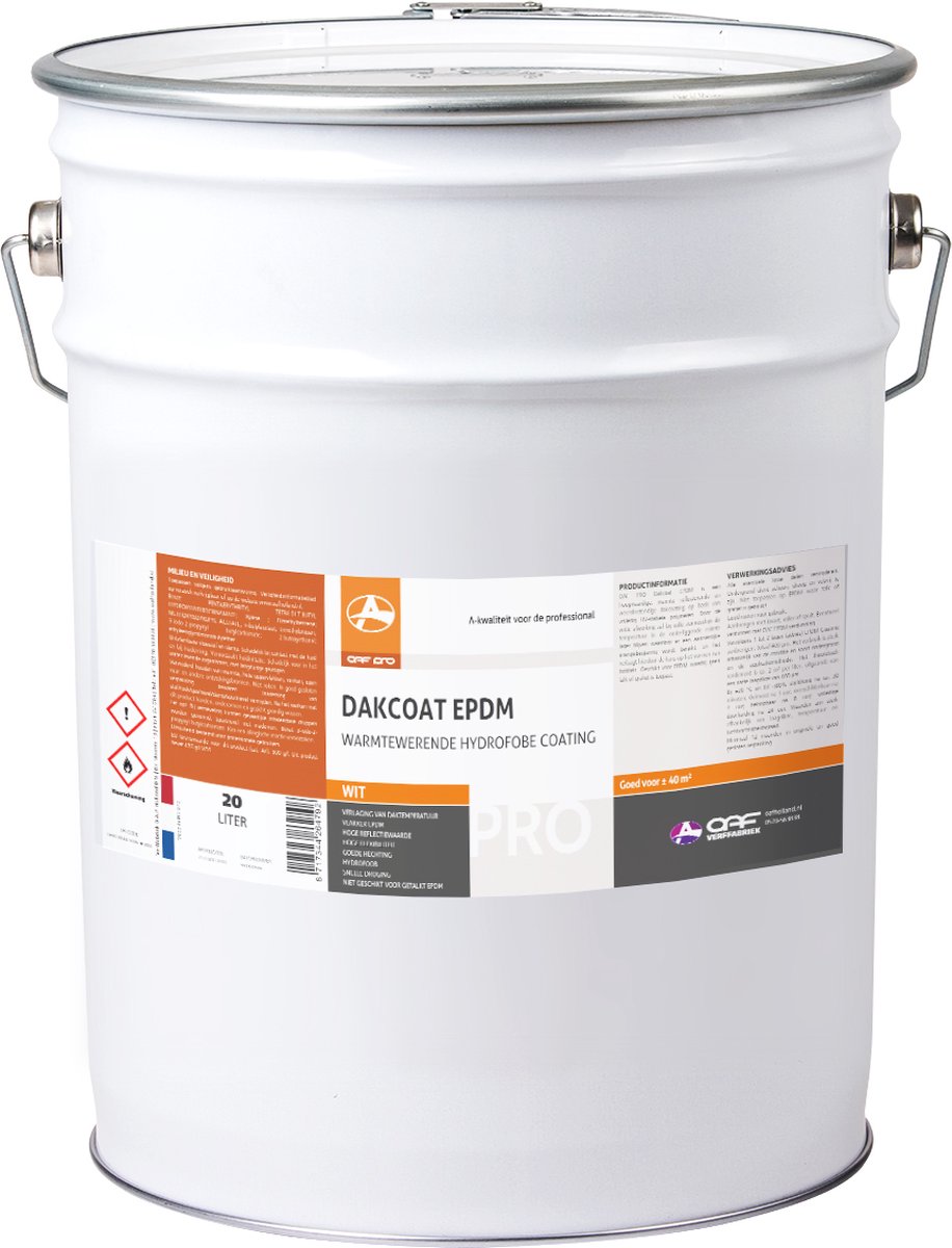 OAF PRO Dakcoat EPDM WIT 20 liter - Witte Dak Coating - Reflecteert Zonlicht - Warmtewerend - Verlengt de levensduur van het dak