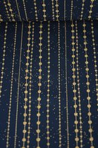 Katoen zwart met gouden detail print 1 meter - modestoffen voor naaien - stoffen